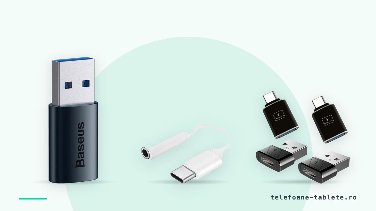Adaptor Baseus Ingenuity, adaptor Samsung cu jack de 3,5 mm si set de patru adaptoare OTG