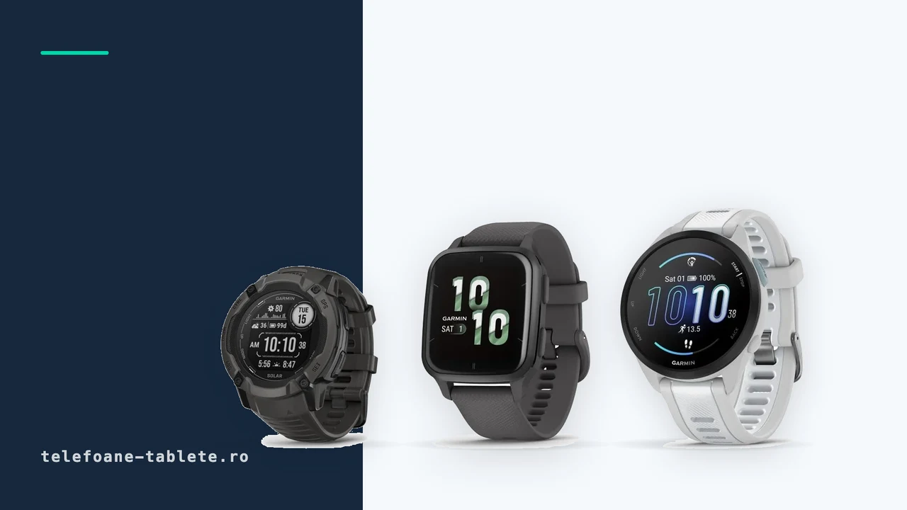 Ceasurile Garmin Instinct 2X Solar, Venu Sq 2 si Forerunner 165, comparate pe autonomie si pe pret