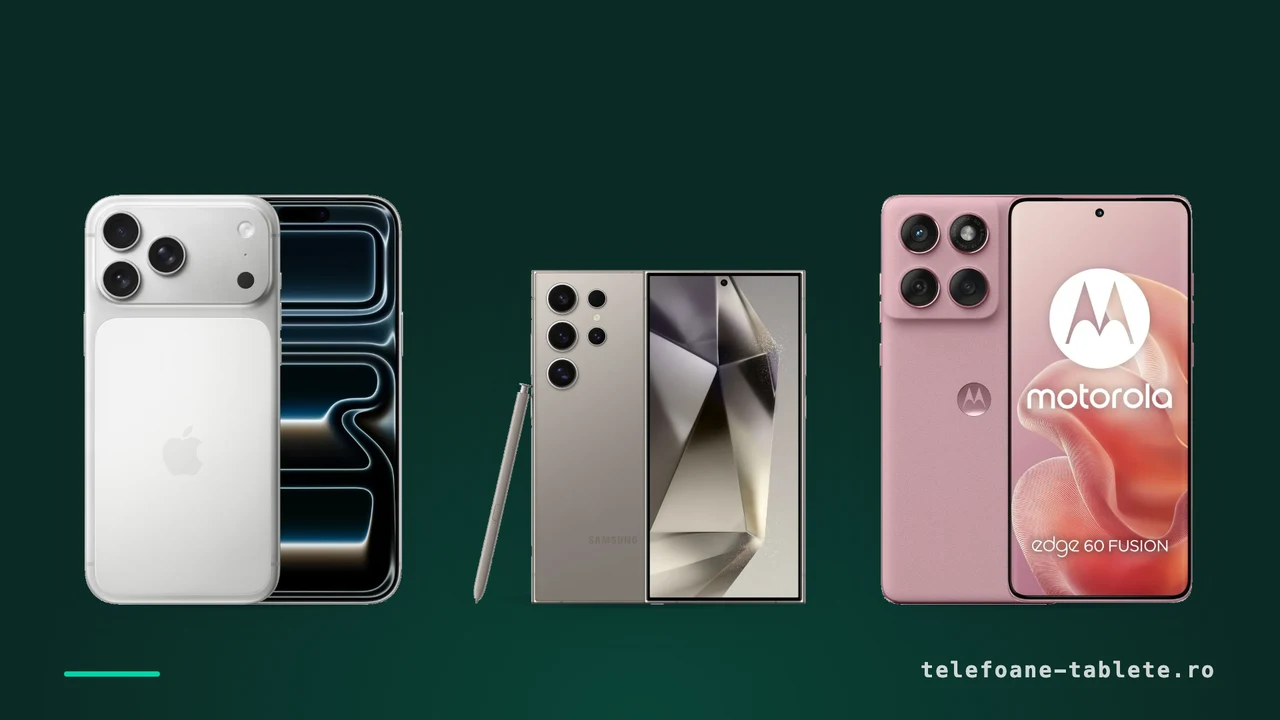Trei telefoane comparate pentru camera foto: iPhone 17 Pro Max, Galaxy S24 Ultra si Motorola edge 60 fusion