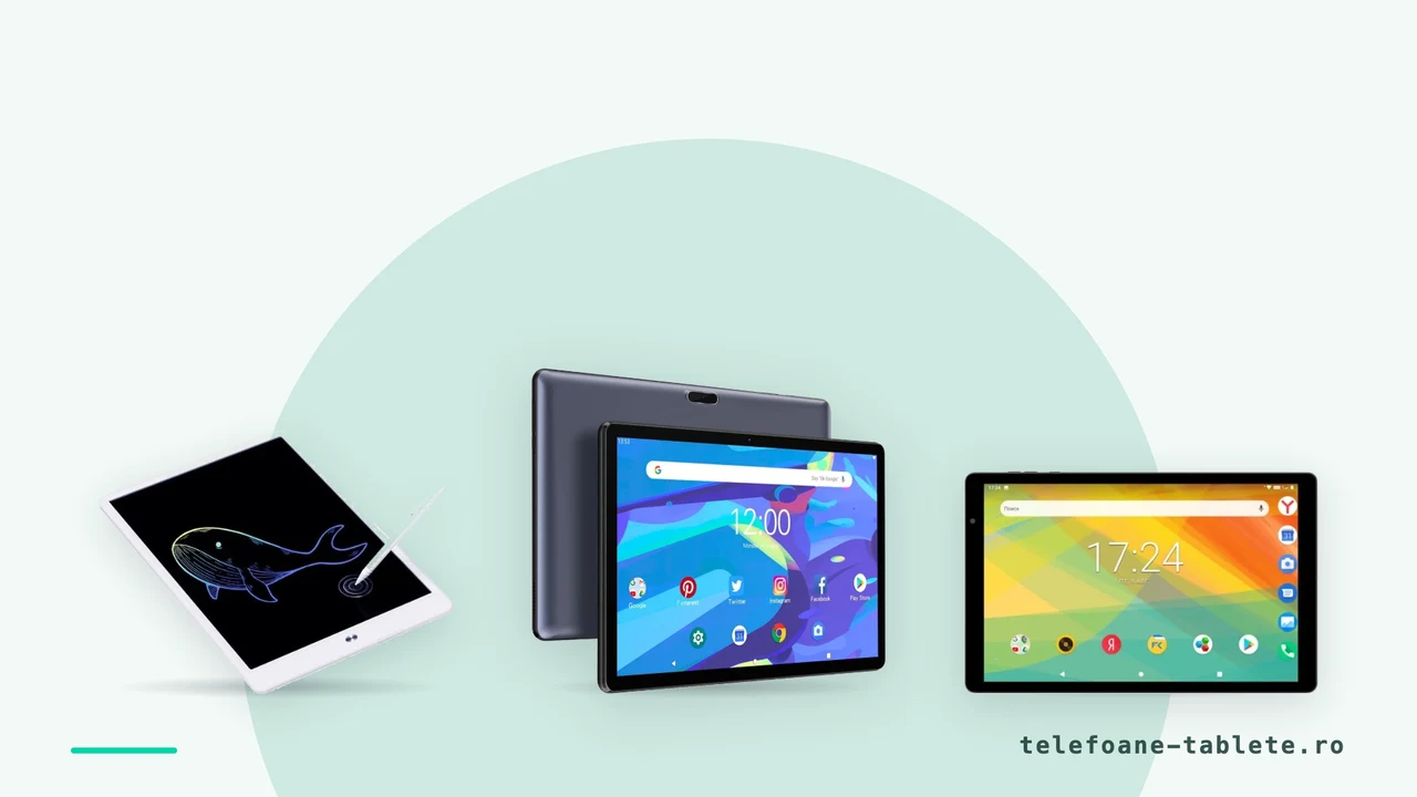 Trei produse comparate: VisionHub Tronpad, o tablita de scris si tableta Prestigio Grace