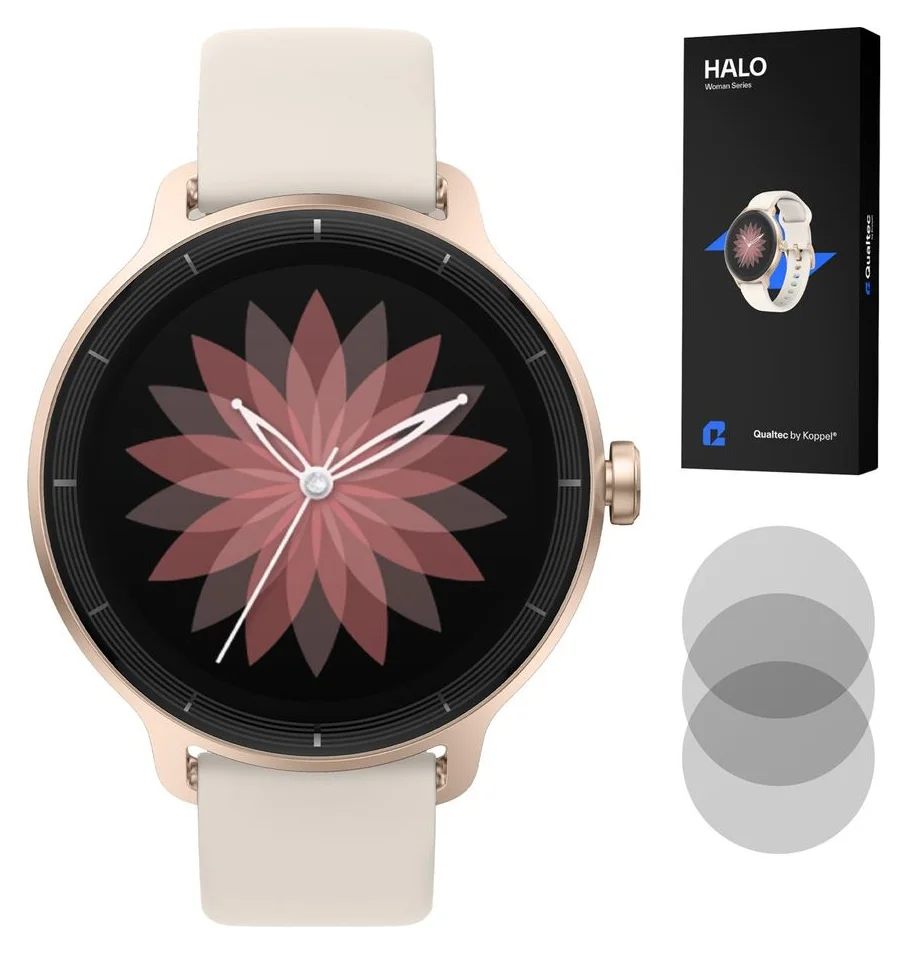 Ceas smartwatch dama Qualtec by Koppel, ecran rotund, auriu roz