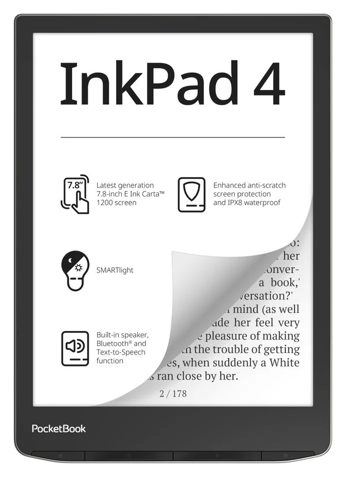 PocketBook InkPad 4, 7,8 inch, 32 GB, slot de card