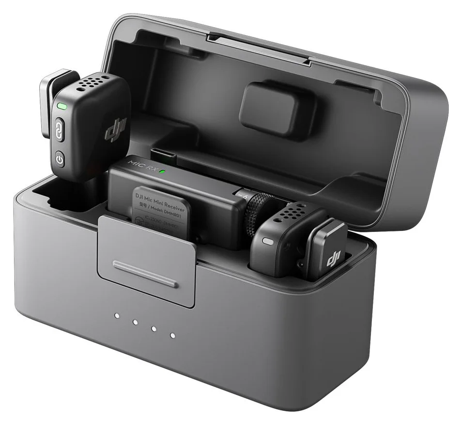 DJI MIC Mini, 2 microfoane, receptor si statie de incarcare