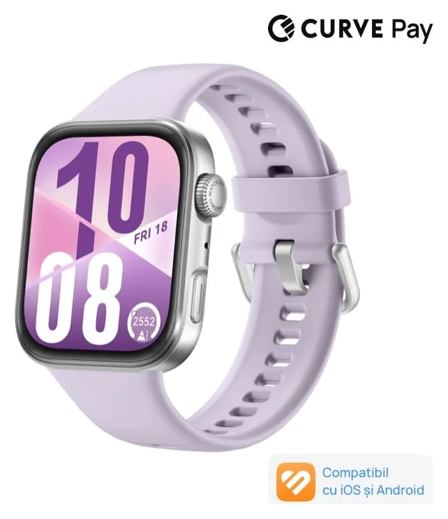 Huawei Watch Fit 4, Silver Body with Purple Fluoroelastomer Strap