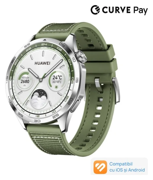 Huawei Watch GT 4 46 mm, verde, la mijlocul gamei